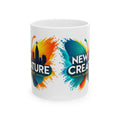 New Creature Butterfly Ceramic Mug — Colorful Inspirational Coffee Cup (11oz & 15oz)