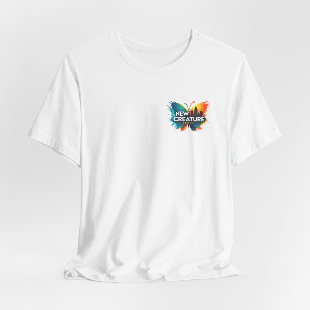 New Creature Butterfly Tee — Christian Faith Inspirational T‑Shirt