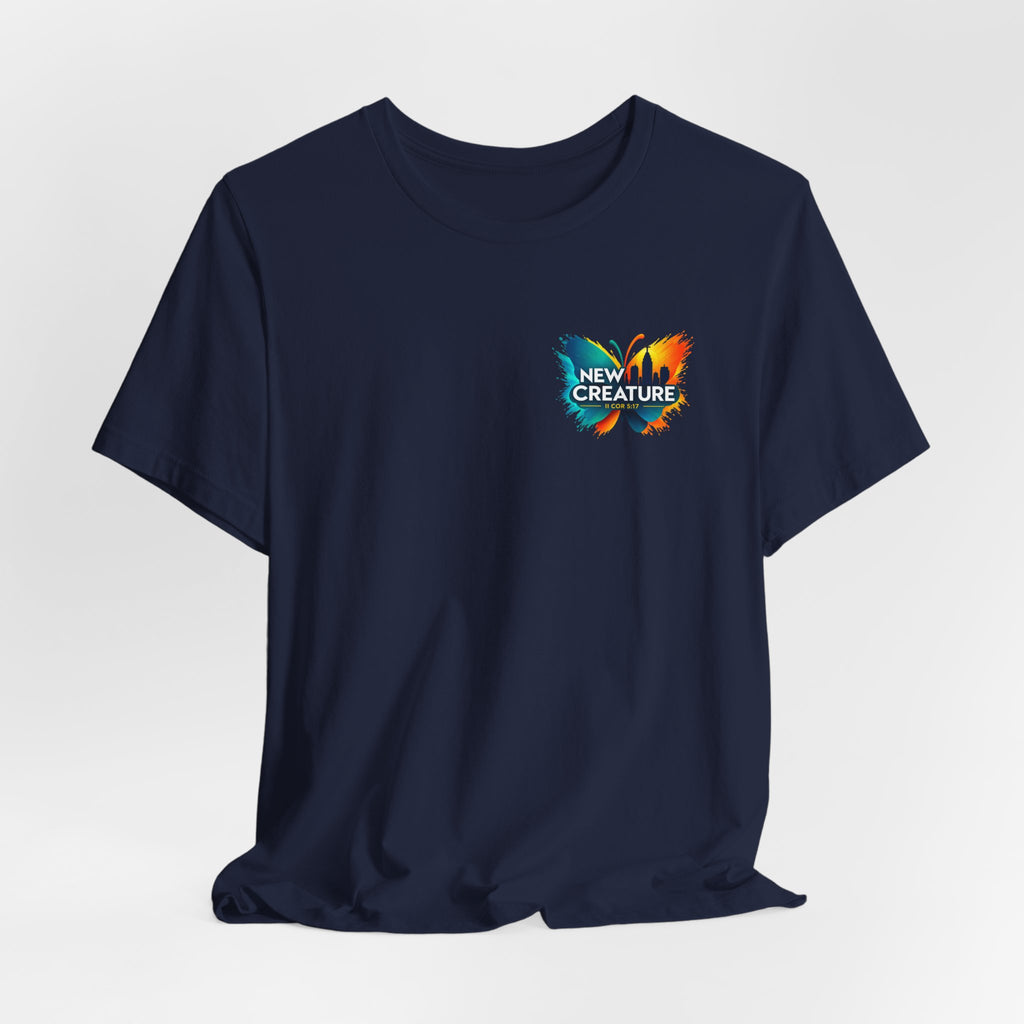 New Creature Butterfly Tee — Christian Faith Inspirational T‑Shirt
