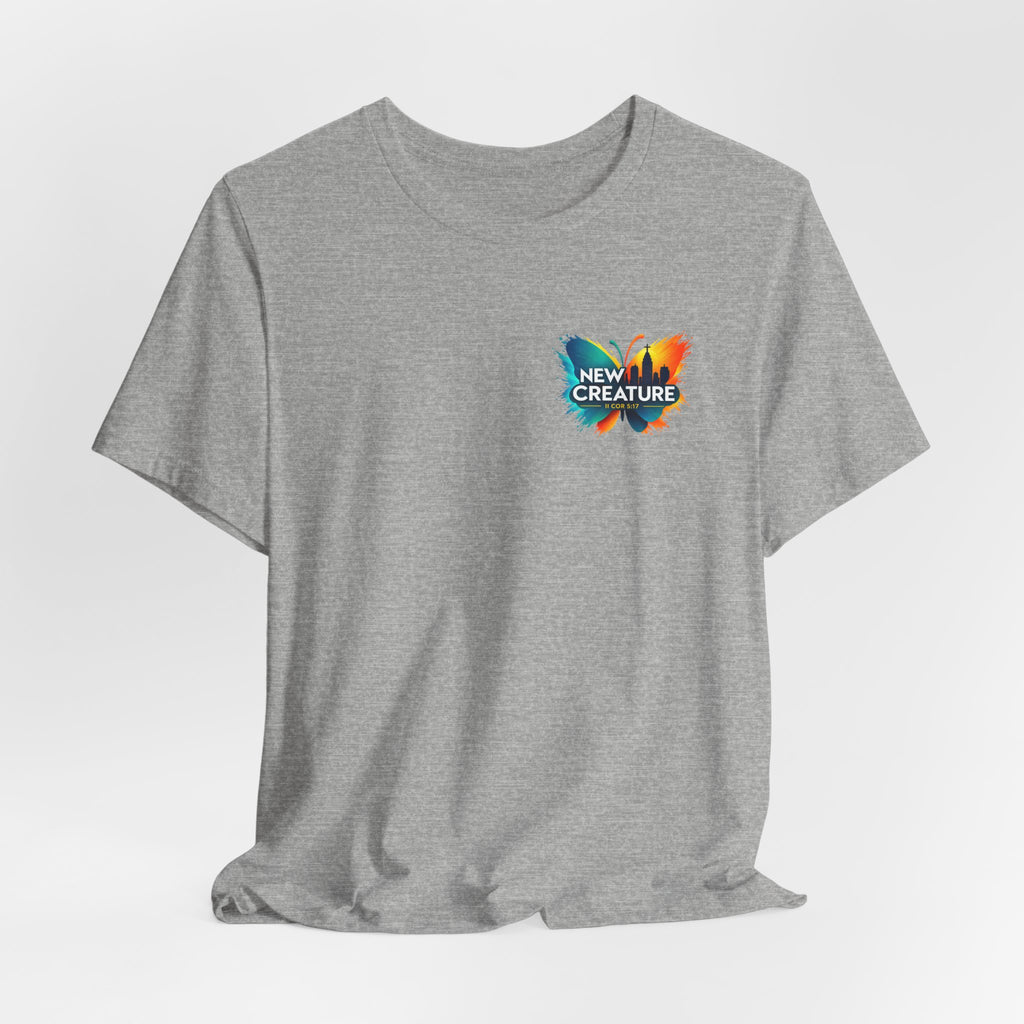 New Creature Butterfly Tee — Christian Faith Inspirational T‑Shirt