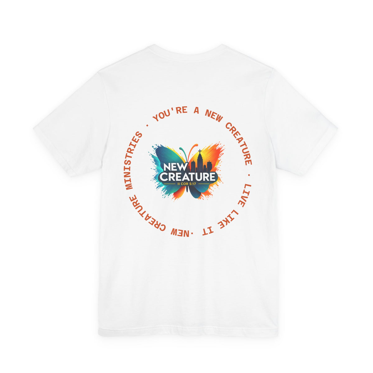 New Creature Butterfly Tee — Christian Faith Inspirational T‑Shirt